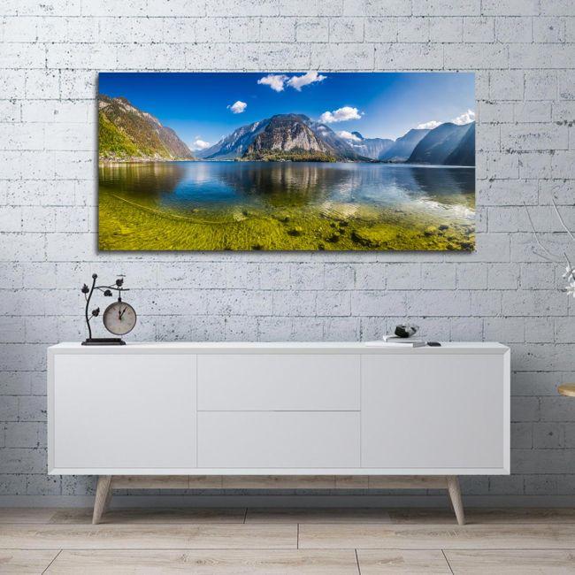 Canvas print Crystal clear mountain lake, panoramic