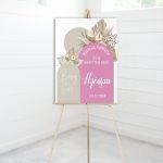 Πίνακας σε καμβά βάπτισης Baby girl boho pink beige Καμβάς τελαρωμένος