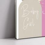 Πίνακας σε καμβά βάπτισης Baby girl boho pink beige Καμβάς τελαρωμένος