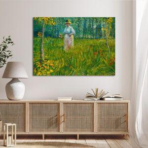 Πίνακας ζωγραφικής A woman walking in a garden Vincent van Gogh Καμβάς τελαρωμένος Όψη 1 2