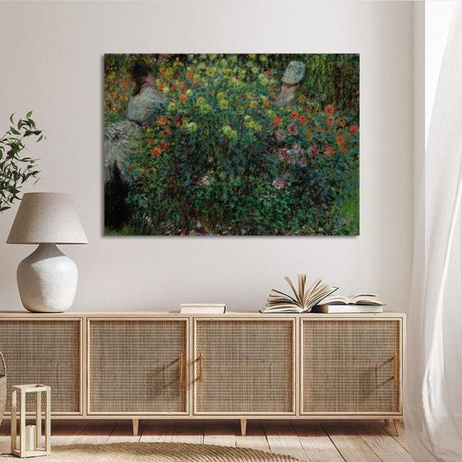 Canvas print Two women among the flowers, Monet C,