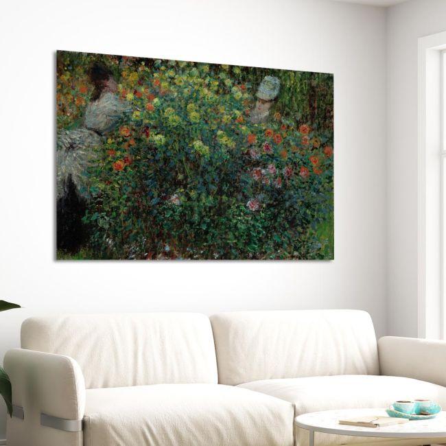 Canvas print Two women among the flowers, Monet C,