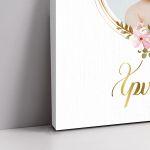 Canvas print welcome to my baptism, Golden circles, photo gold text