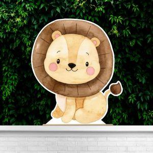 Wooden printed figure, cute watercolor lion