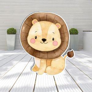 Wooden printed figure, cute watercolor lion 2