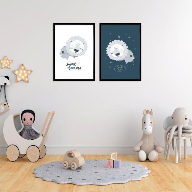 Kids canvas print Sleepy Lion, diptych