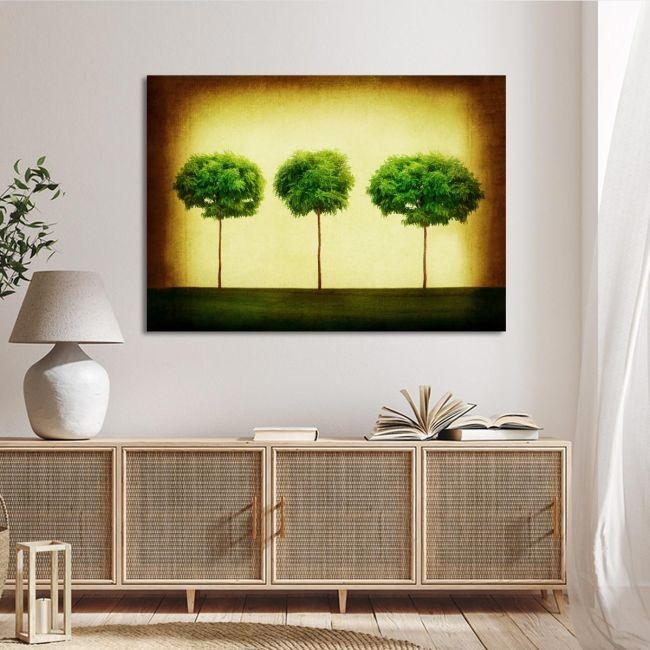 Πίνακας σε καμβά Δέντρα, Trees retro
