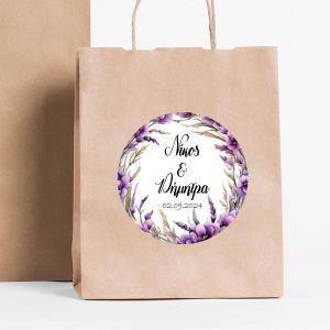 Sticker label watercolor wreath couple names 2