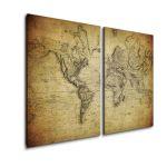 Πίνακας σε καμβά Vintage world map 1814, δίπτυχος