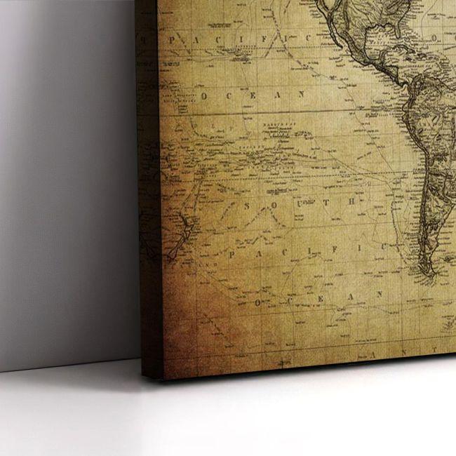 Canvas print Vintage world map 1814, two panels
