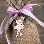 Wooden figure Princess ballerina pink dress for baptism