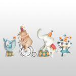 Wooden figures circus animals