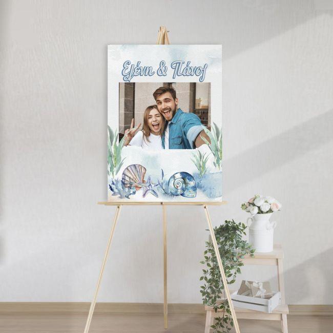Canvas print Wedding welcome with photo, Summer I
