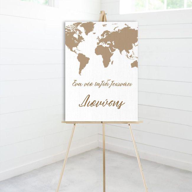 Canvas printbaptism welcome, World map, a new adventure