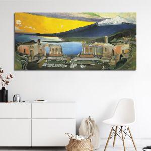 Canvas print Ruins of the Greek theater at Taormina, Tivadar Csontvary Kosztka panoramic