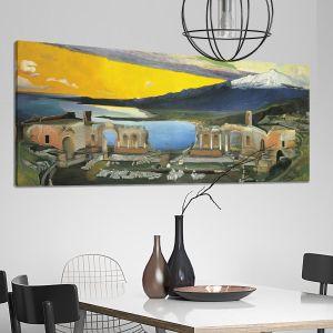 Canvas print Ruins of the Greek theater at Taormina Tivadar Csontvary Kosztka panoramic Framed canvas View 1 2