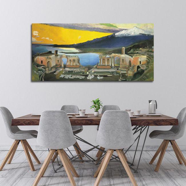 Canvas print Ruins of the Greek theater at Taormina, Tivadar Csontvary Kosztka panoramic