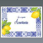 Placemat, Blue tiles lemons