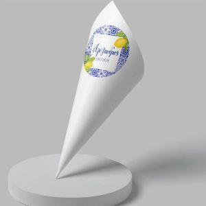 Paper candy cones Blue tiles lemons