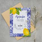 Προσκλητήριο πάρτι, βάπτισης, Blue tiles lemons
