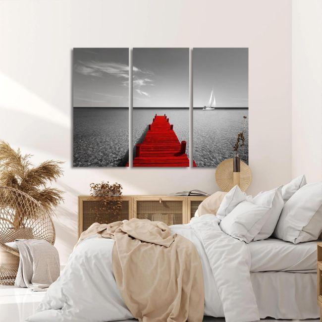 Canvas print Red dock, 3 panels