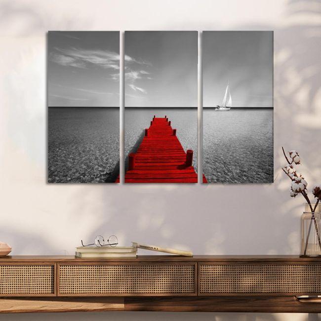 Canvas print Red dock, 3 panels