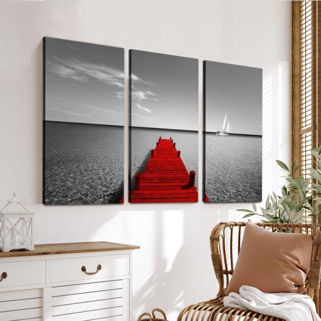 Canvas print Red dock, 3 panels