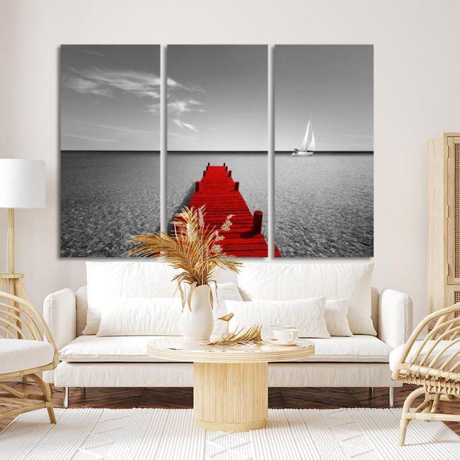 Canvas print Red dock, 3 panels