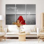Canvas print Red dock, 3 panels