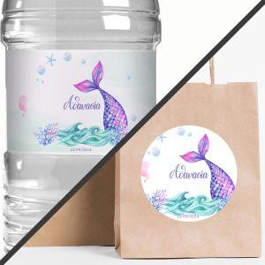 Sticker label Mermaid tale watercolor