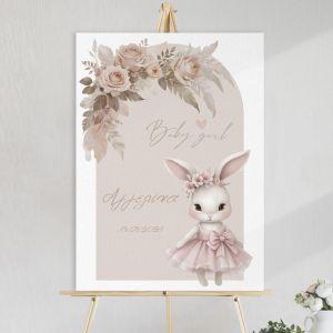 Canvas print welcome baptism,Baby bunny girl