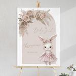 Canvas print welcome baptism,Baby bunny girl