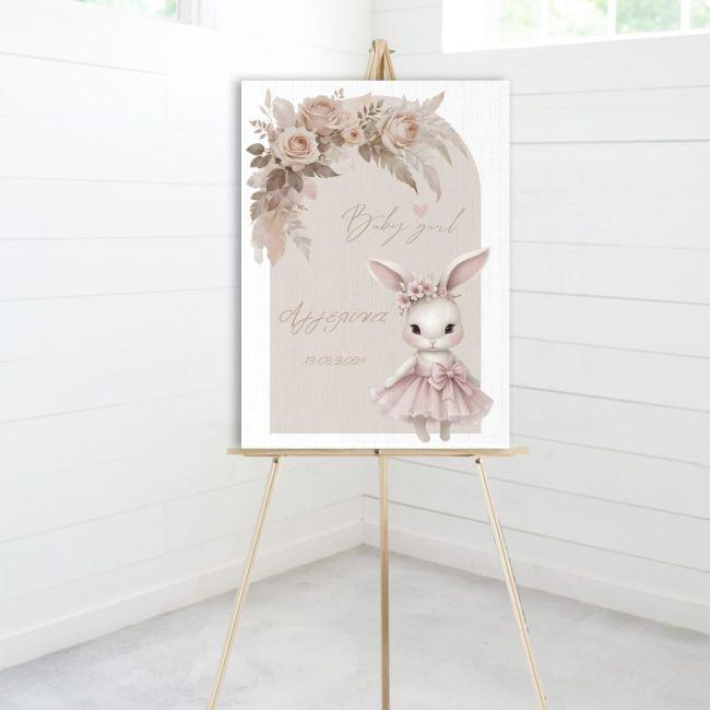 Canvas print welcome baptism,Baby bunny girl