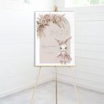 Canvas print welcome baptism,Baby bunny girl