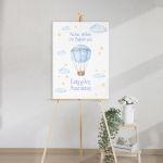 Canvas printwelcome to my baptism , hot air balloon watercolor