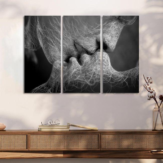 Πίνακας σε καμβά Roots gray, τρίπτυχος