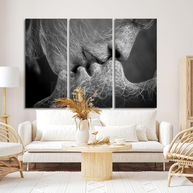 Πίνακας σε καμβά Roots gray, τρίπτυχος