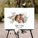 Πίνακας καλωσόρισμα γάμου,ευχολόγιο, Floral frame II, με φωτογραφία