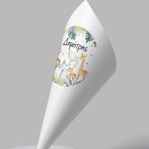 Paper candy cones Animals in a jeep