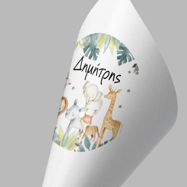 Paper candy cones Animals in a jeep