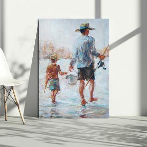 Canvas print Father and son fishing