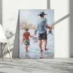 Canvas print Father and son fishing