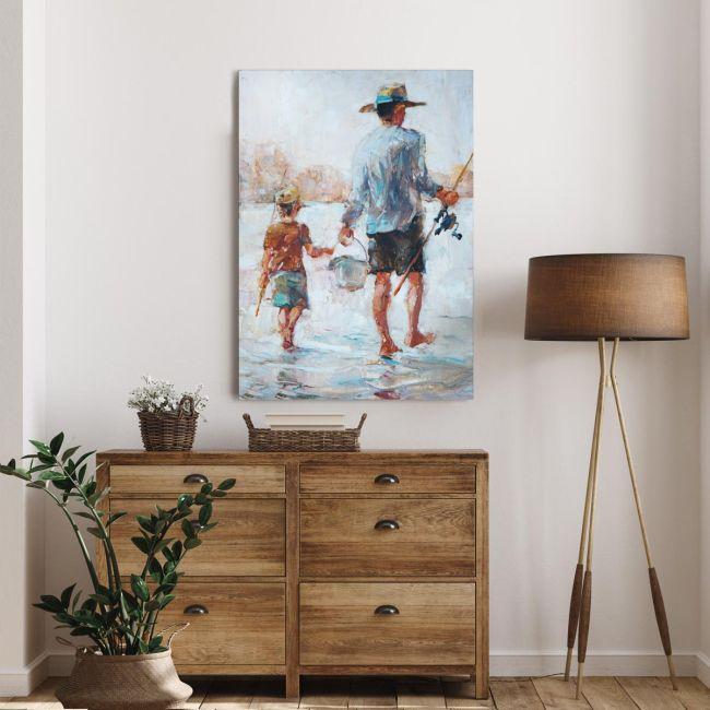 Canvas print Father and son fishing