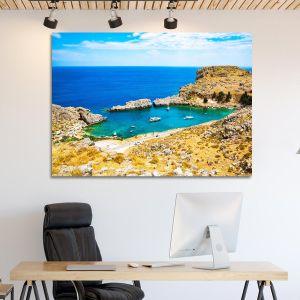 Πίνακας σε καμβά Ρόδος, Beautiful bay with sand beaches on Rhodes Island