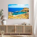 Πίνακας σε καμβά Ρόδος, Beautiful bay with sand beaches on Rhodes Island