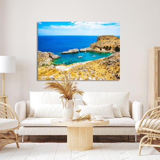 Πίνακας σε καμβά Ρόδος, Beautiful bay with sand beaches on Rhodes Island