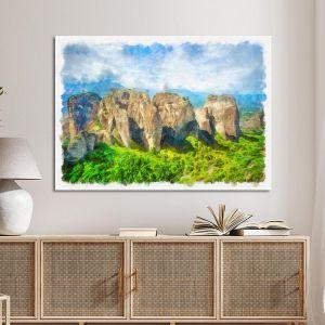 Πίνακας σε καμβά Μετέωρα, Painted Meteora