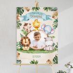 Canvas printwelcome to my baptism, Safari animals with photo 2