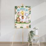 Canvas printwelcome to my baptism, Safari animals with photo 2