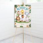 Canvas printwelcome to my baptism, Safari animals with photo 2